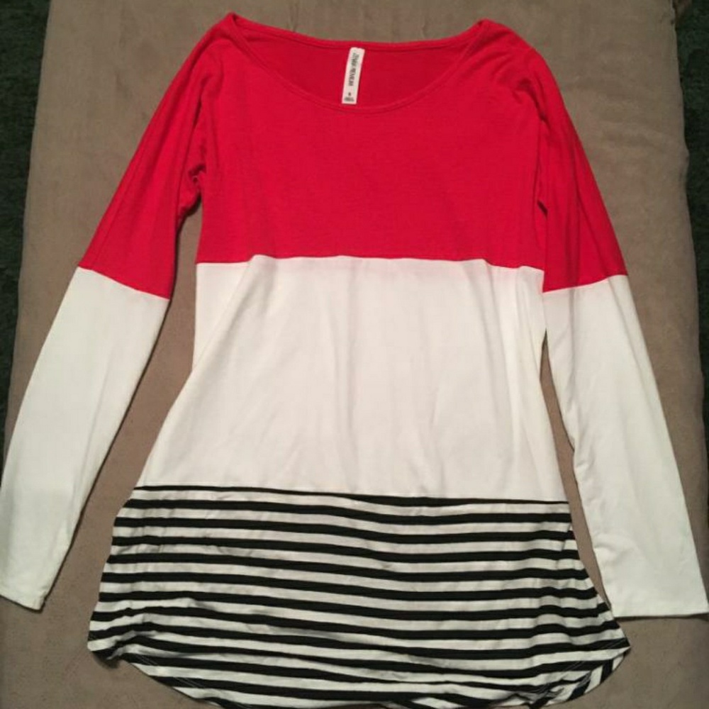 Short Sleeve Round Neck Color Block Top